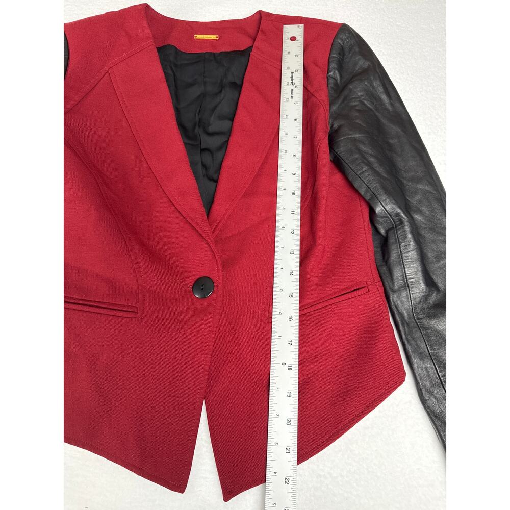 Rebecca minkoff Della wool blend / leather blazer red black small - Picture 9 of 14